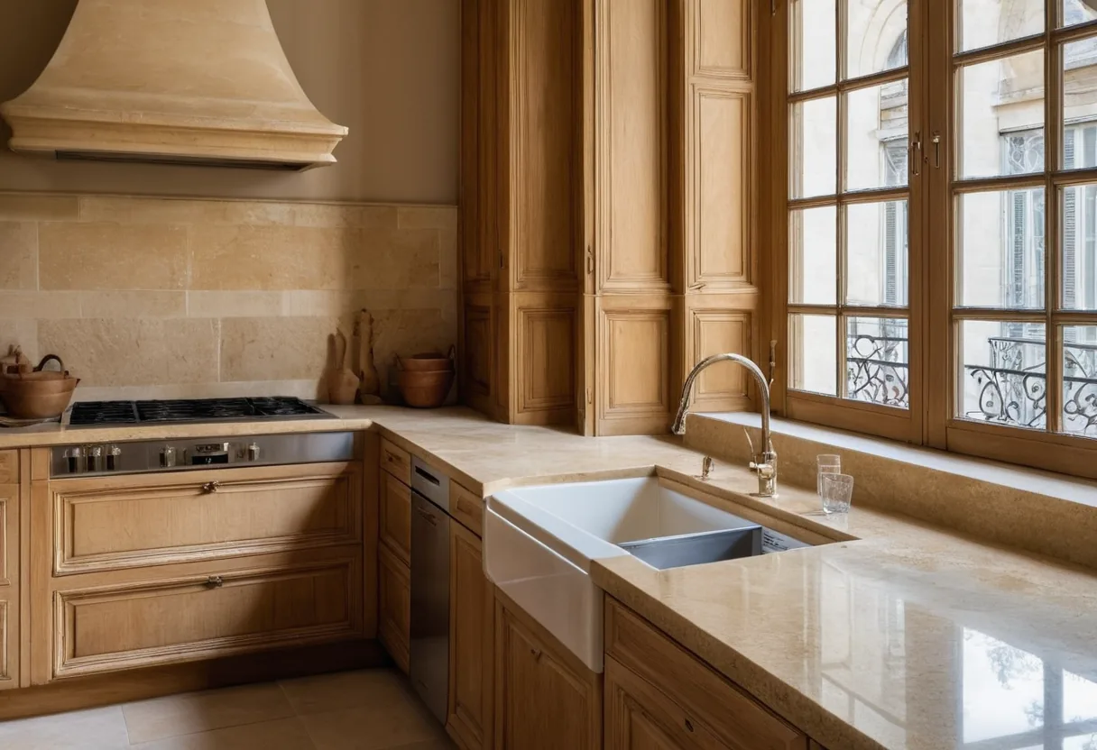 Plan de travail en marbre, granit ou quartz